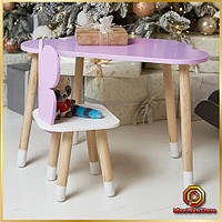 Набір дитячих меблів з пеналом, столик і стільчик для творчості та розвитку Стіл хмаринка і стілець метелик дитячий фіолетовий