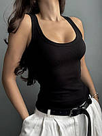 Женская стильная базовая летняя майка в рубчик 42-46 (onesize)