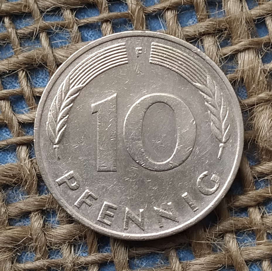 10 пфенiгiв 1987 року. (F) Нiмеччина - ФРН, фото 1