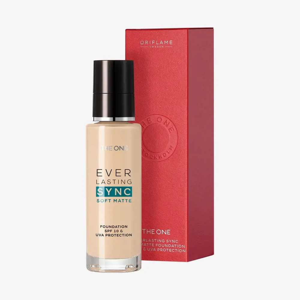 Oriflame Адаптивна матова тональна основа THE ONE Everlasting Sync SPF 10, Нейтральний Ванільний 30 мл, фото 1