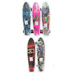 17-6 Скейт-піні-борд, з ручкою, мікс різновидів, довжина дошки, 55 см.