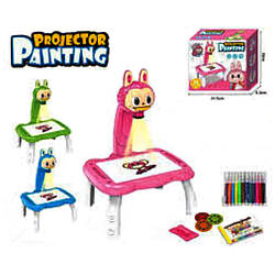 313 Дитячий проєктор для малювання Лабубу, на батарейках, фломастери, диски для проєктора, гумка
