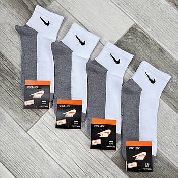 Шкарпетки жіночі демісезонні бавовна короткі сіра стопа Nike Tennis, розмір 36-40, білі, 05178