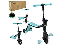 Самокат блакитний дитячий 3-х коліс EVA 2В1 арт.SC824 ТМ 7TOYS