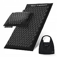 Килимок акупунктурний з подушкою 4FIZJO Eco Mat Аплікатор Кузнєцова Black/Black (P-5907739312563)