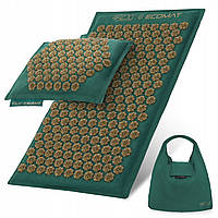 Килимок акупунктурний з подушкою 4FIZJO Eco Mat Аплікатор Кузнєцова Navy Green/Gold (P-5907739312891)