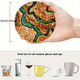 Підставка під чашку дерево Малахіт 10 см, фото 4