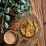 Набір Підставка під чашку дерево Малахіт 10 см х 4 шт, фото 3