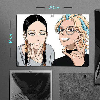 "Хайтані Ран та Ріндо Хайтані (Токійські месники / Tokyo revengers)" плакат (постер) розміром А5 (20х14см)