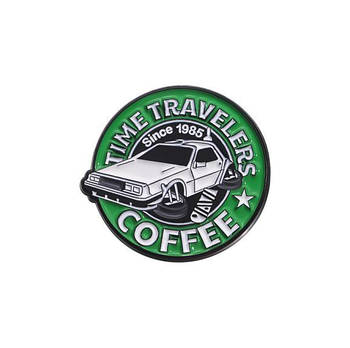 "Де Лорен Time Travelers Coffee (Назад у майбутнє / Back to future)" значок (пін) металевий