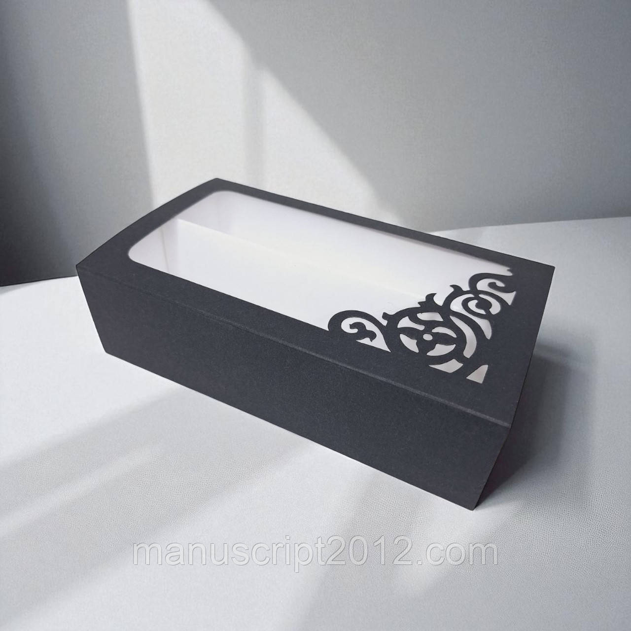 Коробка-футляр для макарунс ажурна (200х110х55мм.) чорна