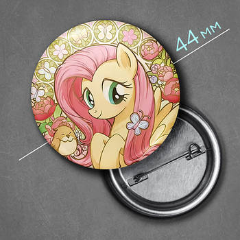 "Флаттершай (Мій маленький поні / My Little Pony) " значок круглий на булавці Ø44 мм