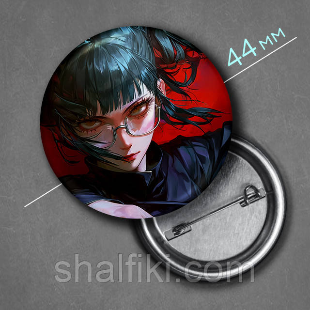 "Макі Зенін (Магическая битва / Jujutsu kaisen)" значок круглий на булавці Ø44 мм, фото 1