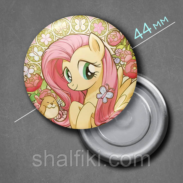 "Флаттершай (Мій маленький поні / My Little Pony) " магніт круглий Ø44 мм, фото 1