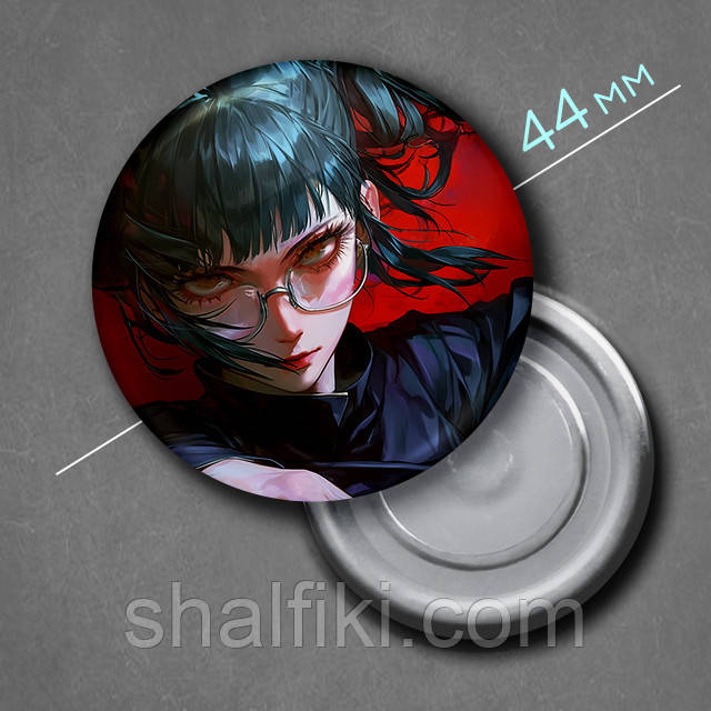 "Макі Зенін (Магическая битва / Jujutsu kaisen)" магніт круглий Ø44 мм, фото 1