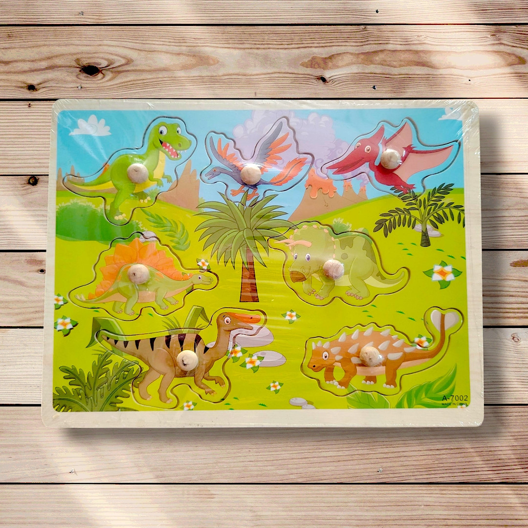 Гра для дітей від 3 років Дерев'яний пазл-іграшка Динозаврики, фото 1
