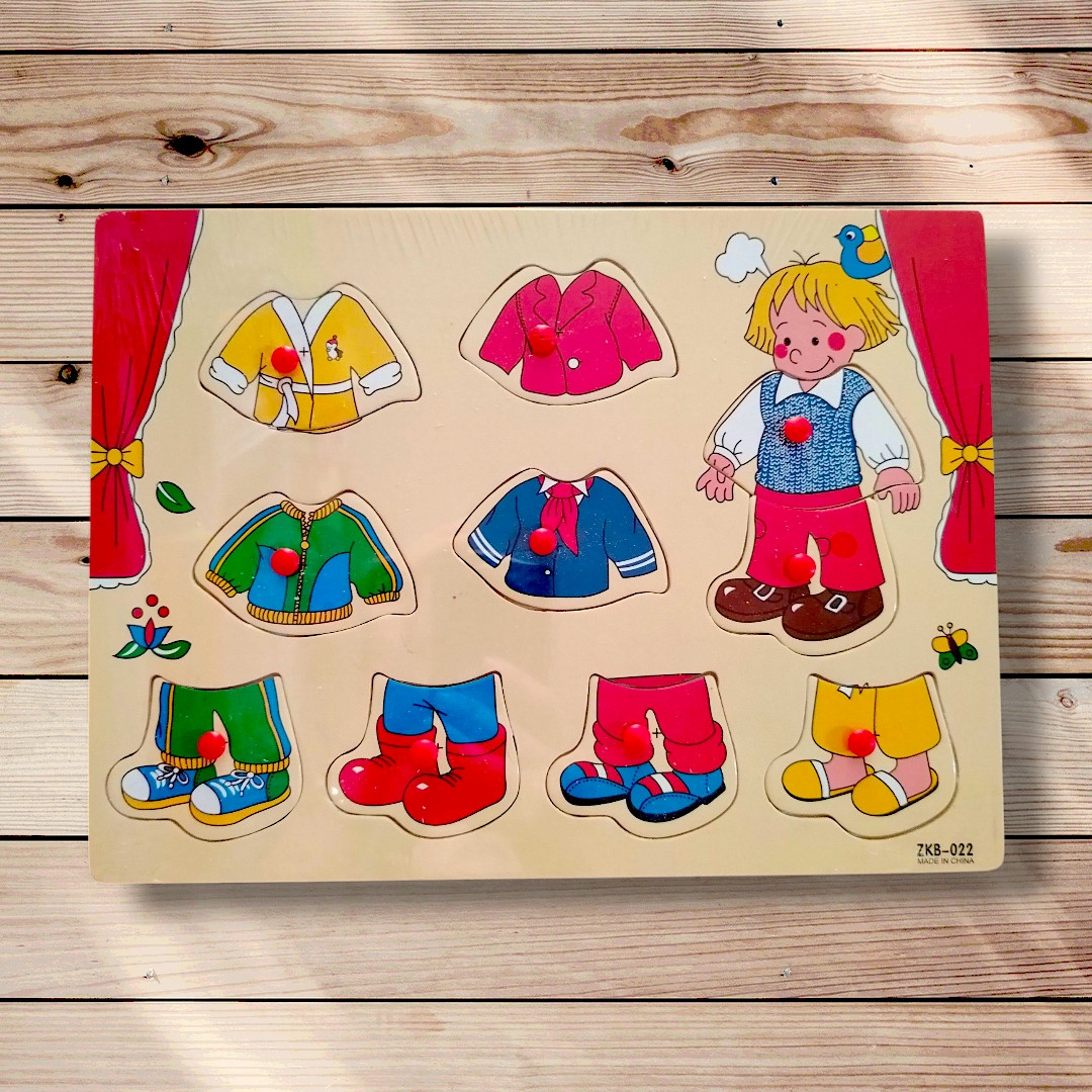 Гра для дітей від 3 років Дерев'яний пазл-іграшка Одяг, фото 1