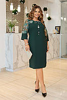 Женское эффектное нарядное платье с элементами вышивки большие размеры полуприлегающего силуэта