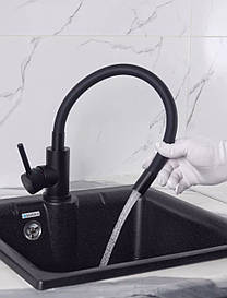 Чорний змішувач для кухні на мийку з гнучким гусаком VENTA з нержавіючої сталі 304