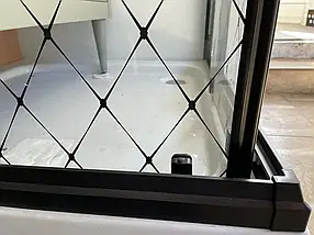 Душова кабіна Aquanil INDIANA 100х100х190 см без піддону чорна скло прозоре з принтом 6 мм, фото 3