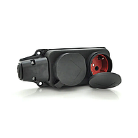 Колодка, розетка PiPo PP/SP-3133/3/44/16B, 16 А, 220-240В, IP44, із заглушкою, із заземленням 2 гнізда, каучук