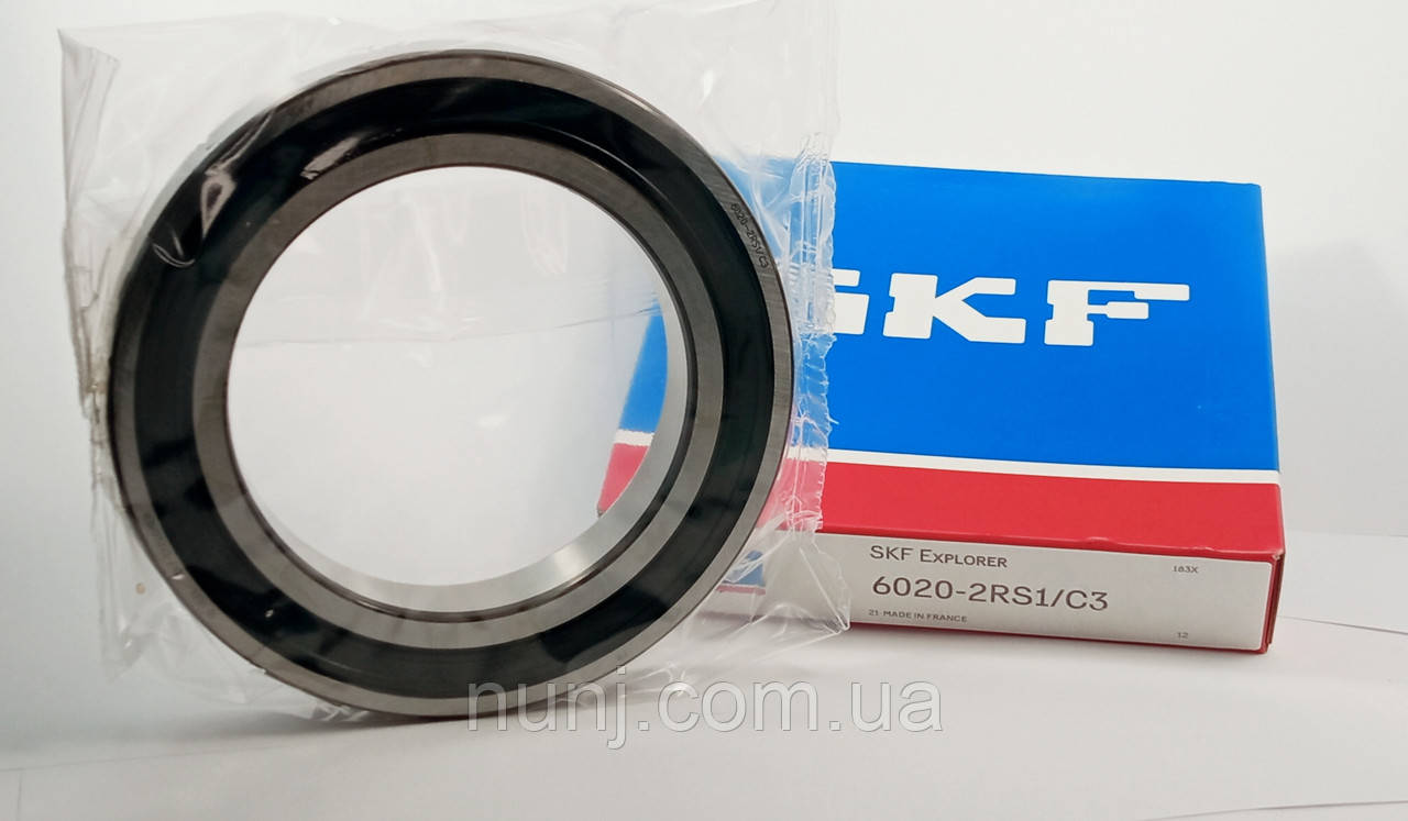 Підшипник 6020-2RS-С3 SKF (70-180120) розміри: 100*150*24 кульковий радіальний закритий, фото 1