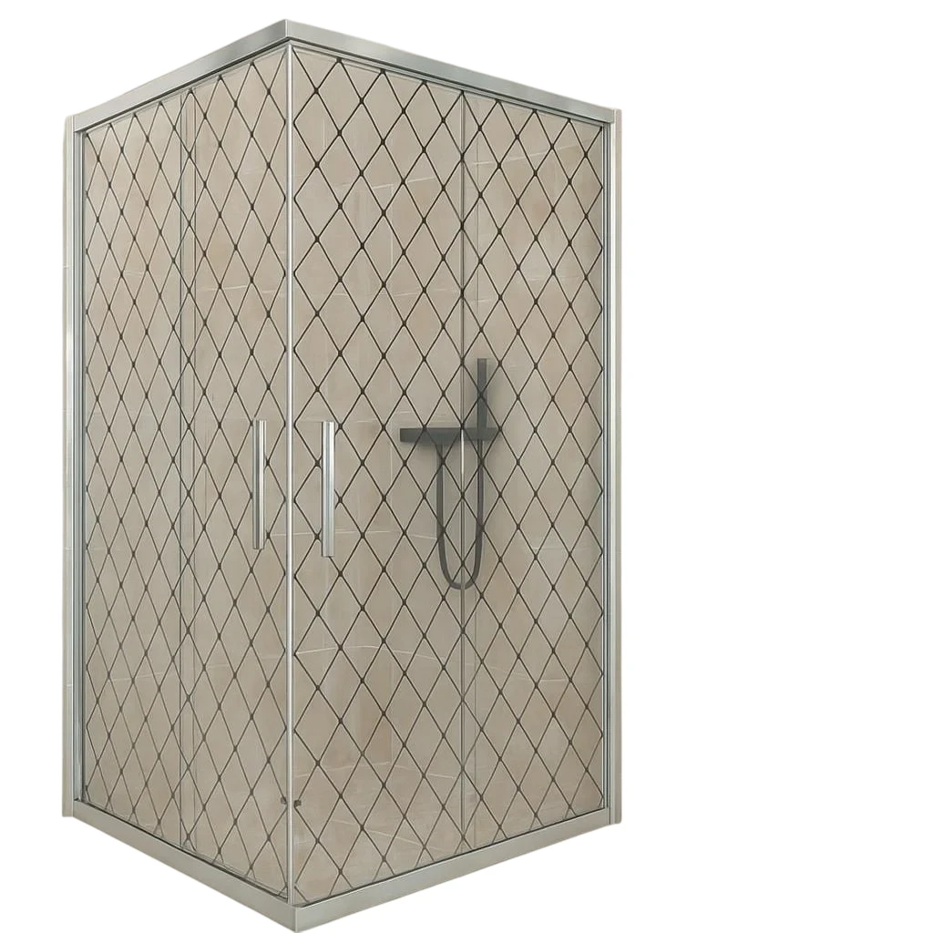 Душова кабіна Aquanil INDIANA 100х90х190 см без піддону хром скло прозоре з принтом 6 мм