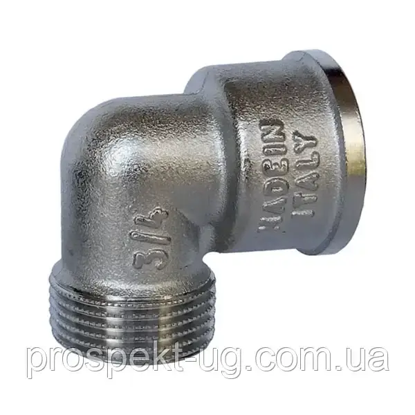Кутник Ду15 (1/2") латунний нікель різьбовий В-З, фото 1