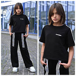 Стильний спортивний костюм для дівчаток підлітків футболка та штани, розміри на зрости 140 — 164