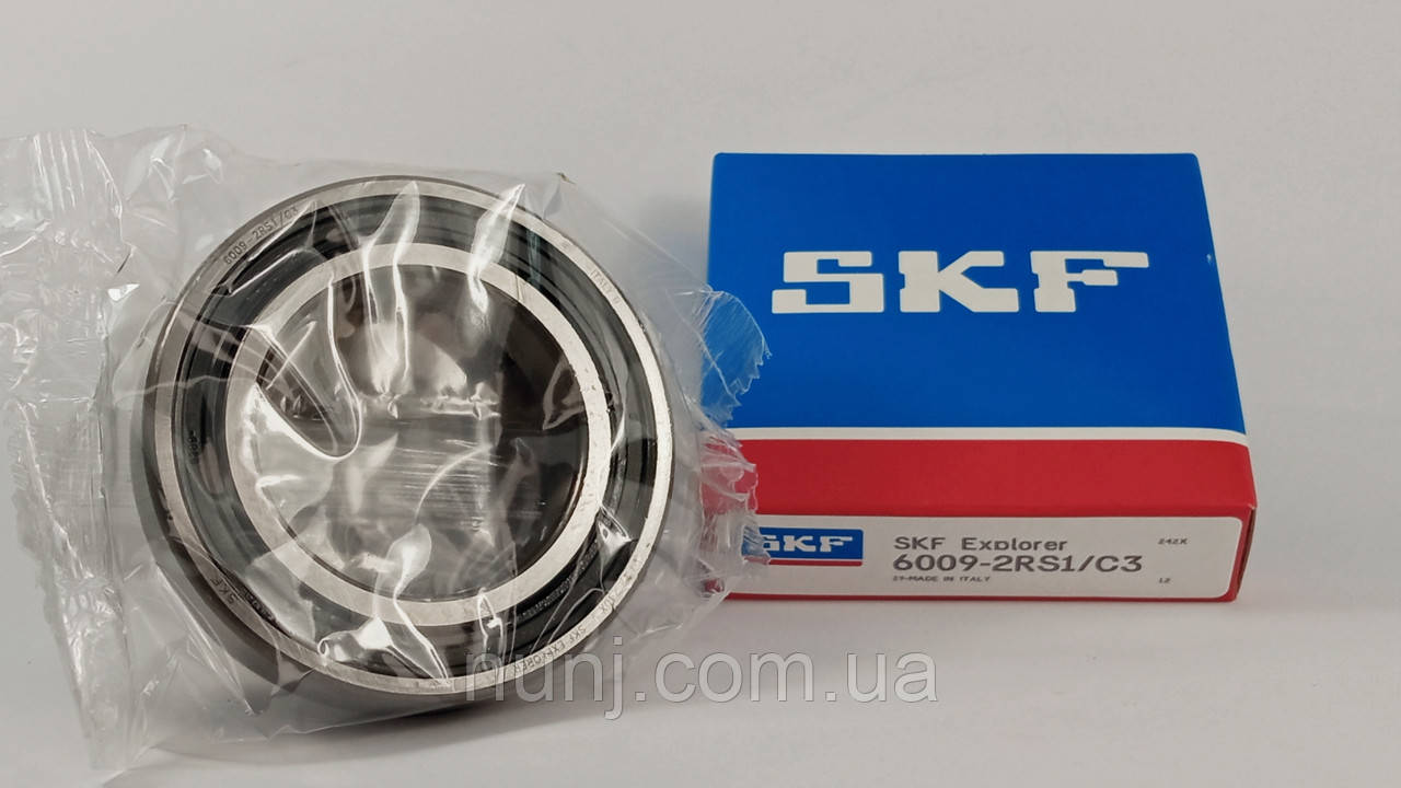 Підшипник 6009-2RS-C3 SKF (70-180109) розміри: 45*75*16 кульковий радіальний закритий, фото 1