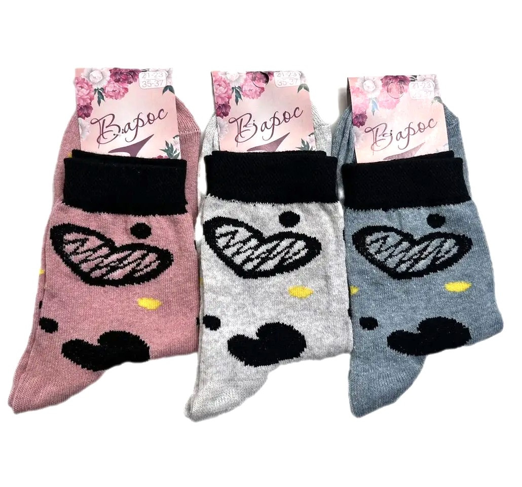 Шкарпетки жіночі класичні кольорові серця 21-23 р. (12 пар!) (Демісезонні) Варос, фото 1