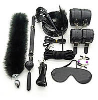 Еротичний набір БДСМ для рольових ігор фіолетовий, чорний, рожевий, червоний БДСМ набір 12 предметів для рольових садо-мазо ігор