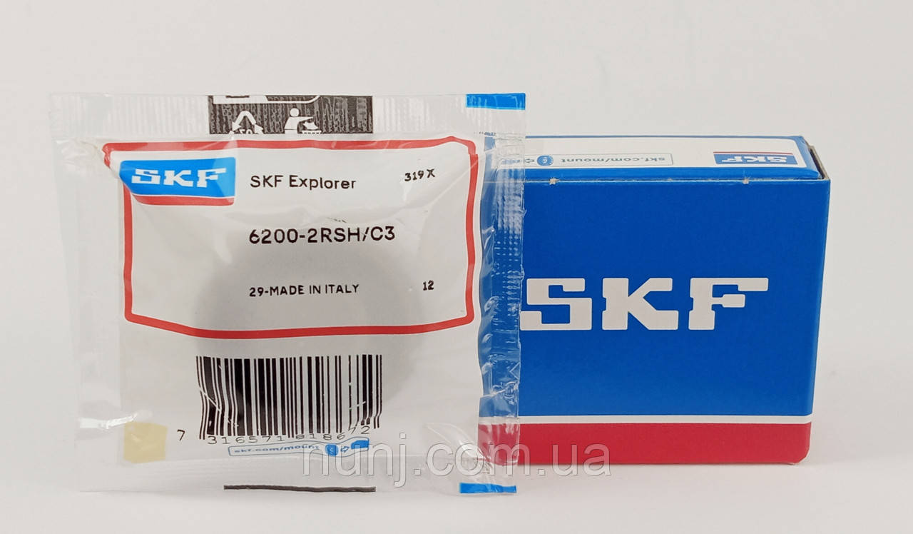 Підшипник 6200-2RS-C3 SKF (70-180200) розміри: 10*30*9 кульковий радіальний закритий, фото 1