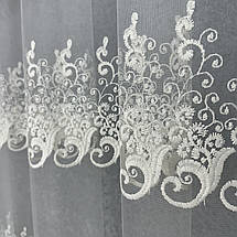 Фатиновий тюль з густою вишивкою №8033 для вітальні, спальні, фото 2