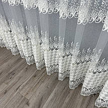 Фатиновий тюль з густою вишивкою №8033 для вітальні, спальні, фото 3