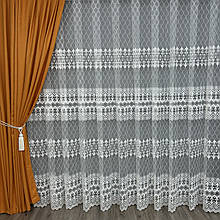 Шикарний фатиновий тюль з густою вишивкой №184 на гурт молочний