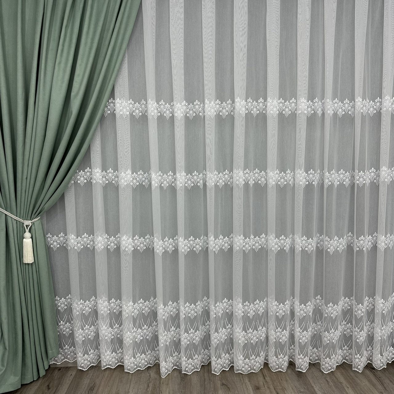 Бамбукова тюль №11093 у вітальню, спальню на відріз