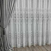 Бамбукова тюль з  шикарною вишивкою Keten №7590 сірий на опт, фото 2
