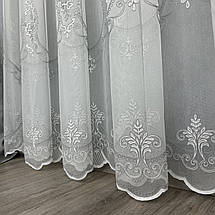 Бамбукова тюль з  шикарною вишивкою Keten №7590 сірий на опт, фото 3