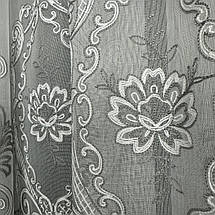 Бамбукова тюль з  шикарною вишивкою Keten №7590 сірий на опт, фото 4