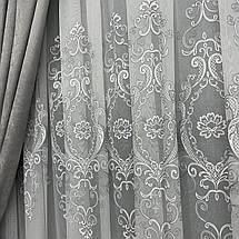 Бамбукова тюль з  шикарною вишивкою Keten №7590 сірий на опт, фото 5