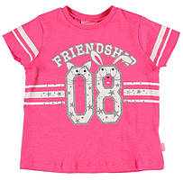 Футболка для дівчинки LC Waikiki малинового кольору з написом 08