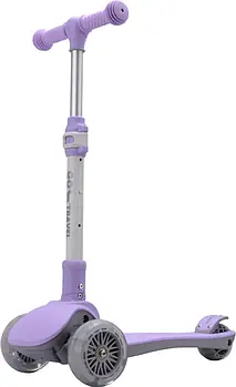 Самокат триколісний дитячий GO Travel (складний, колеса РU, що світяться) LS308PP Ліловий