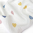 Відріз 0,48м муслін двошаровий 100% бавовна з принтом різнокольорові сердечки