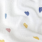 Муслін двошаровий 100% бавовна з принтом різнокольорові сердечки