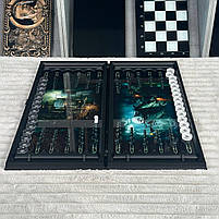 Нарди скляні Роза вітрів з вітрильником — стильний подарунок з можливістю персоналізації, фото 3