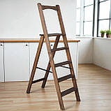 Дерев'яна драбина Стінгер на 5 сходинок з вільхи висока, міцна, розкладна полісандр, фото 2