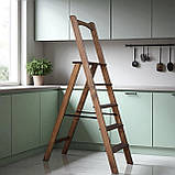 Дерев'яна драбина Стінгер на 5 сходинок з вільхи висока, міцна, розкладна полісандр, фото 3