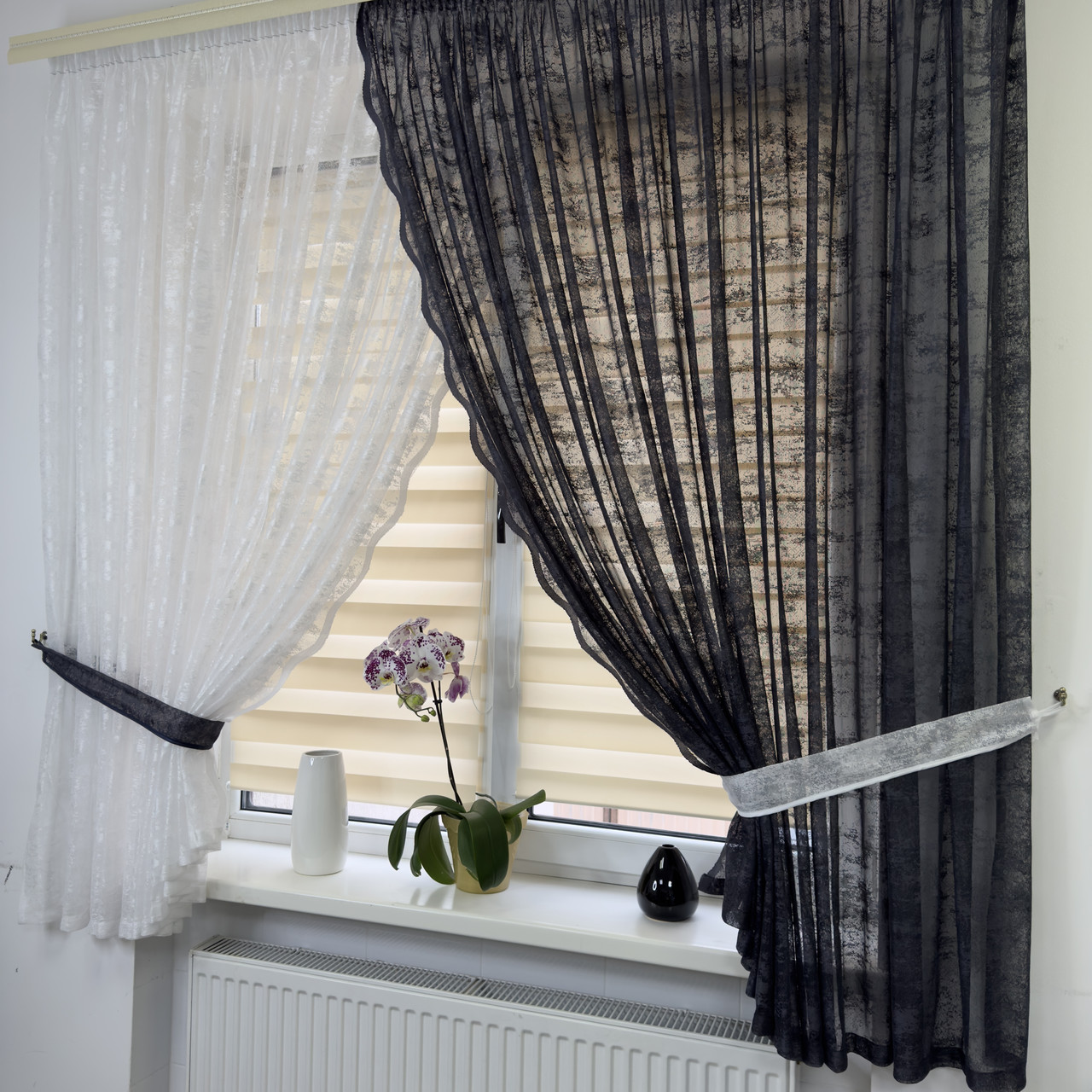 Елегантна тюль в дитячу, спальню на кухню №461 Графіт