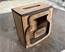 Дерев'яна коробочка для чайових з кришкою 12х7х12 см "Банка №2", фото 5